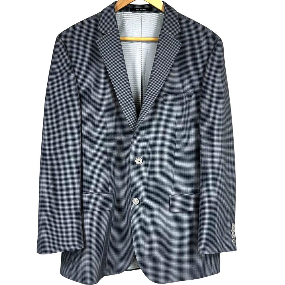 Hugo Boss The Crowley Stretch Gray Gingham Style Men's Blazer Size 42R EUC